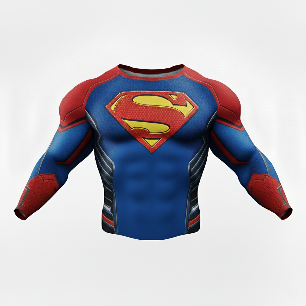 Athletic Fit Superhero Performance Tee (Blue & Red)