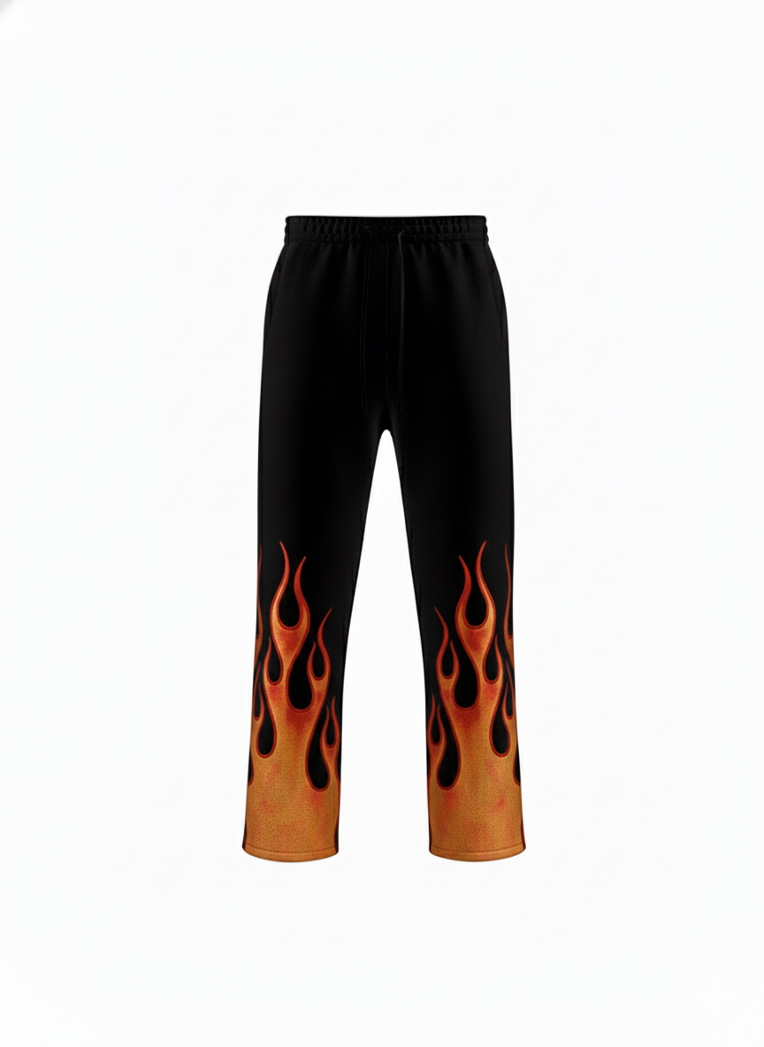 Men's Straight-Fit Joggers with Flame Design