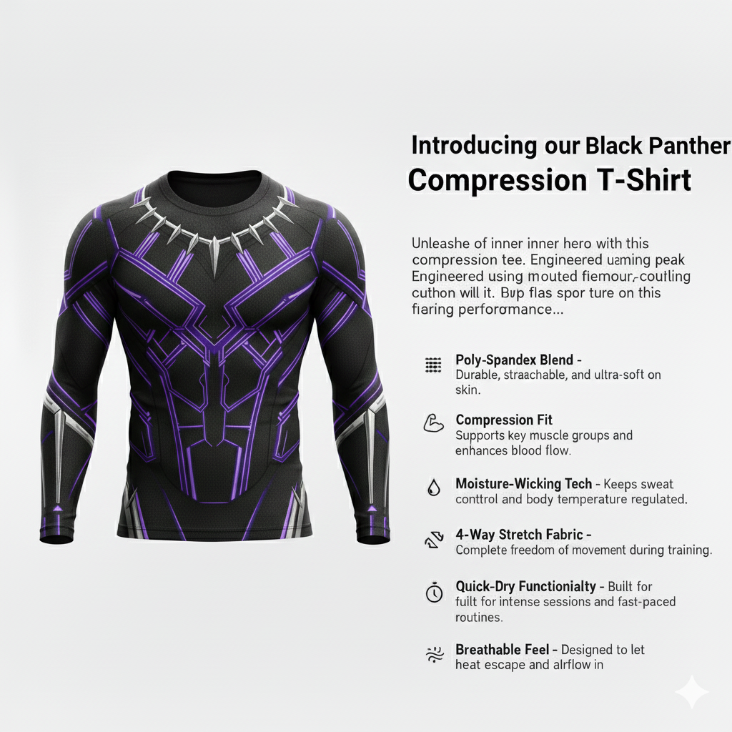 Black Panther Vibranium Weave Compression T-Shirt