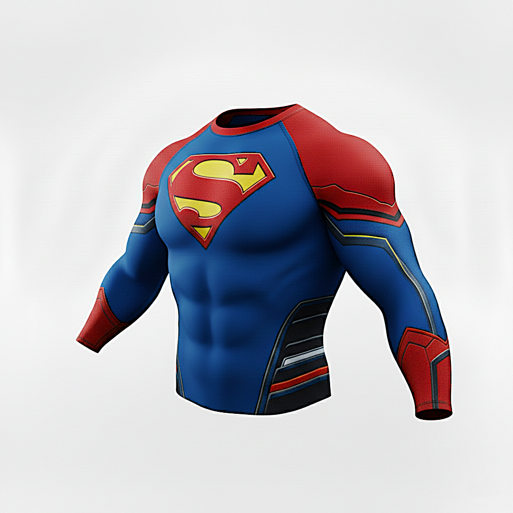 Athletic Fit Superhero Performance Tee (Blue & Red)