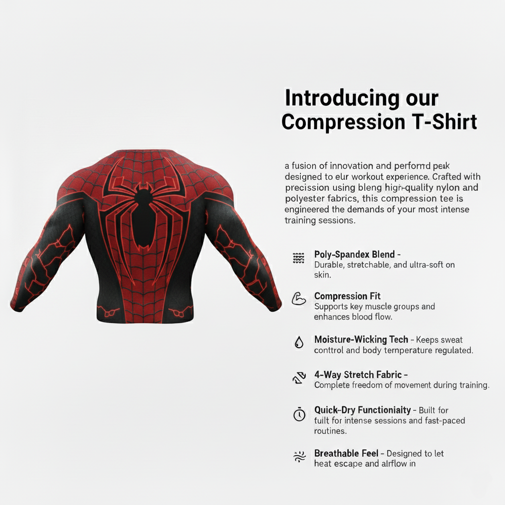 Red & Black Web Pattern Men's Full-Sleeve Compression Shirt