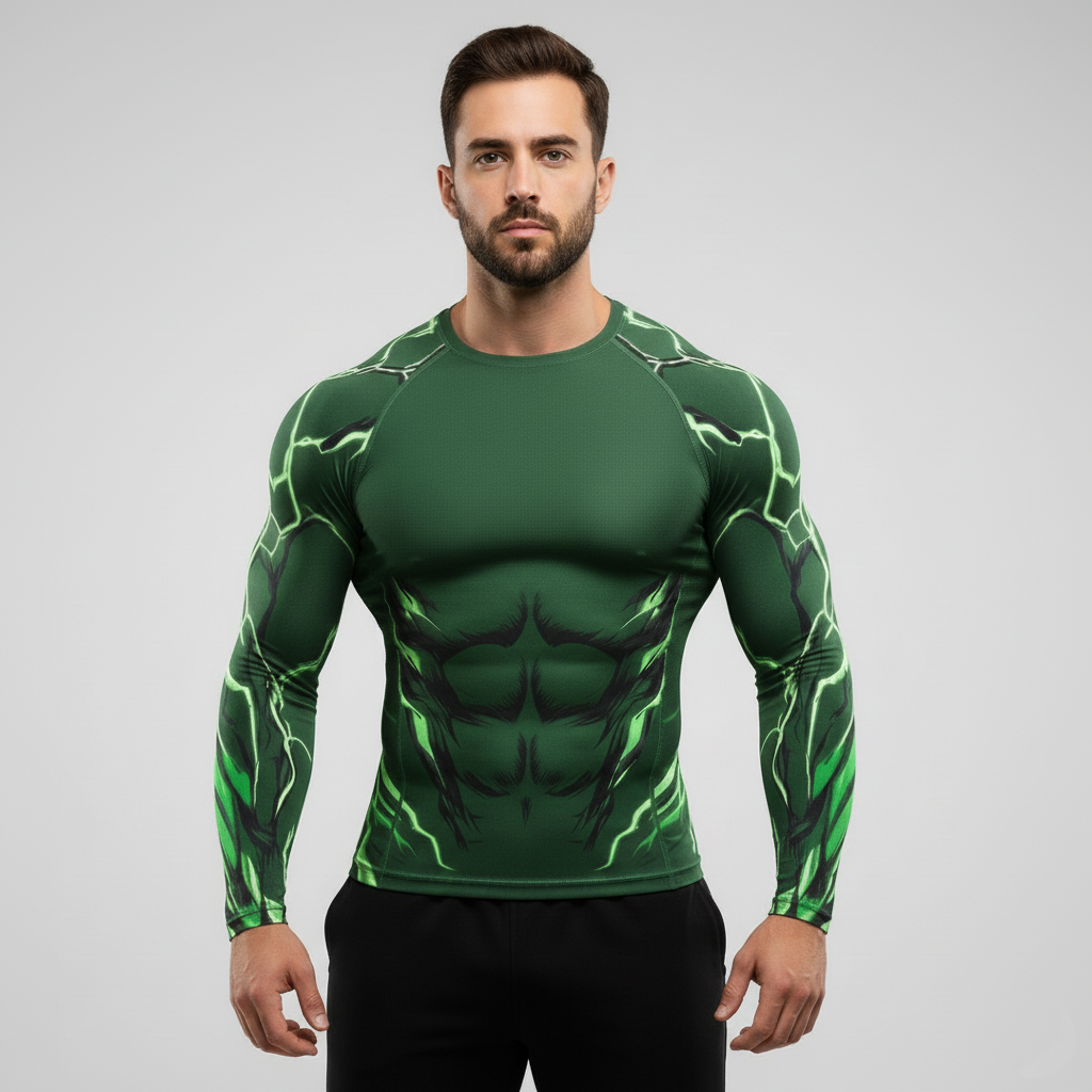 Raging Thunder Full-Sleeve Rash Guard (Hulk Green)