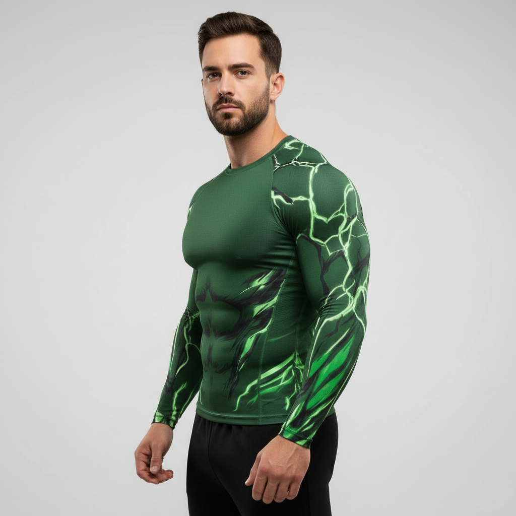 Raging Thunder Full-Sleeve Rash Guard (Hulk Green)