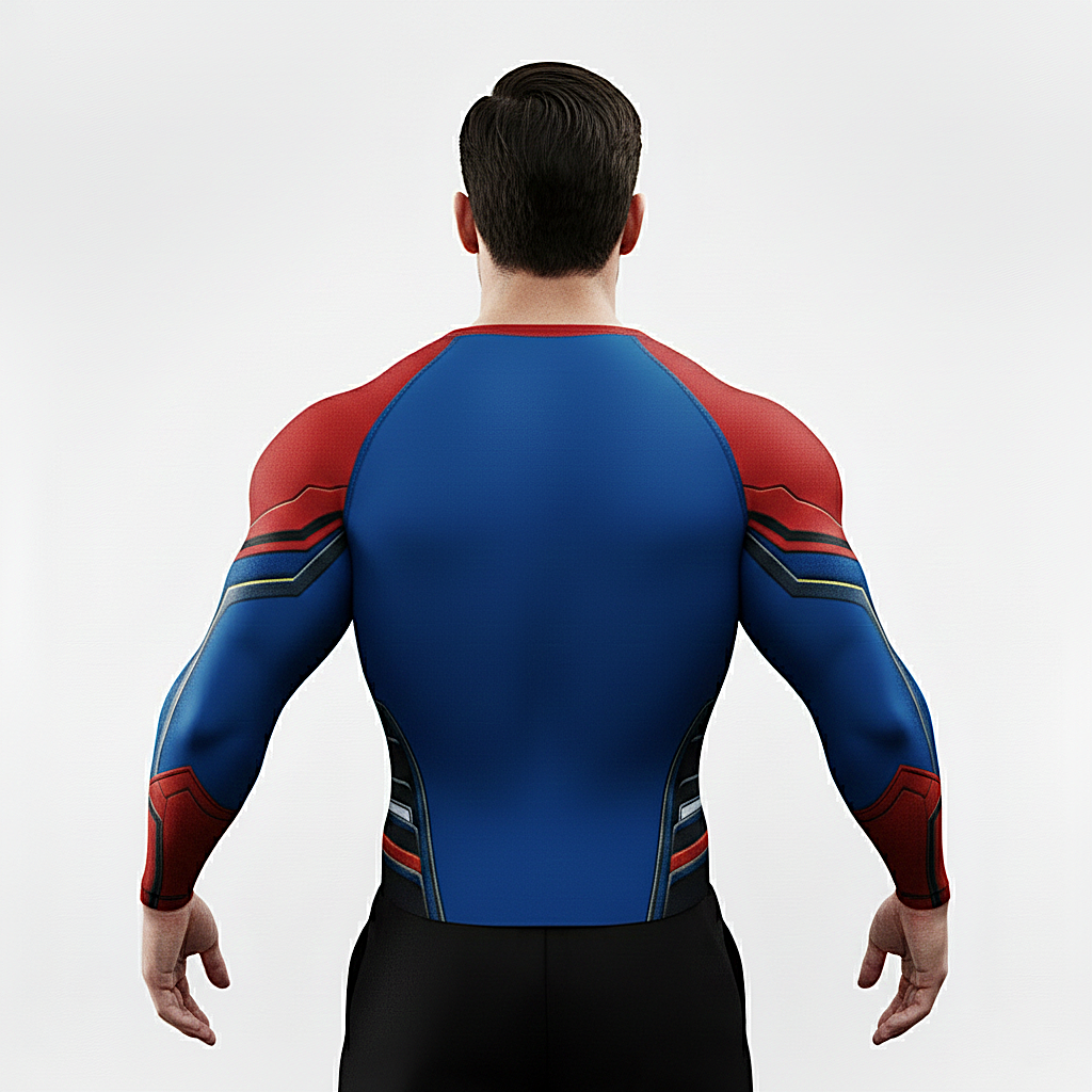 Athletic Fit Superhero Performance Tee (Blue & Red)