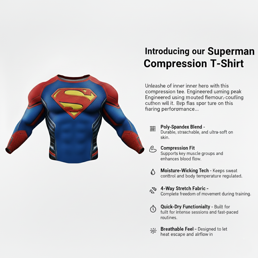 Athletic Fit Superhero Performance Tee (Blue & Red)