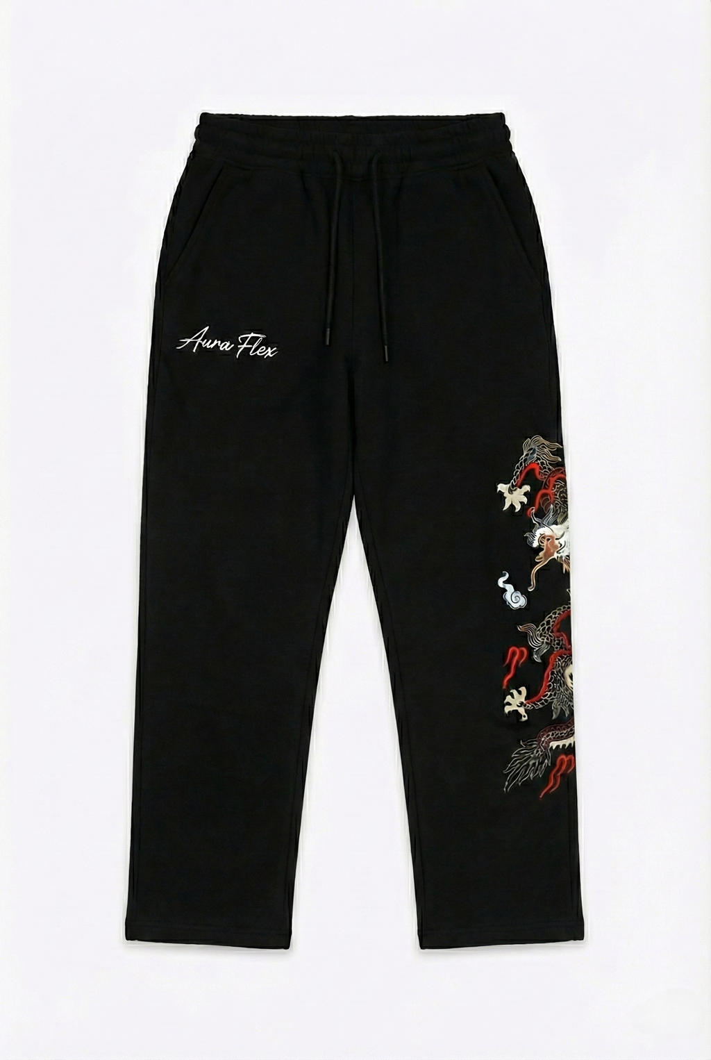 Men's Black Dragon Print Tracksuit - Hoodie & Jogger Combo Set