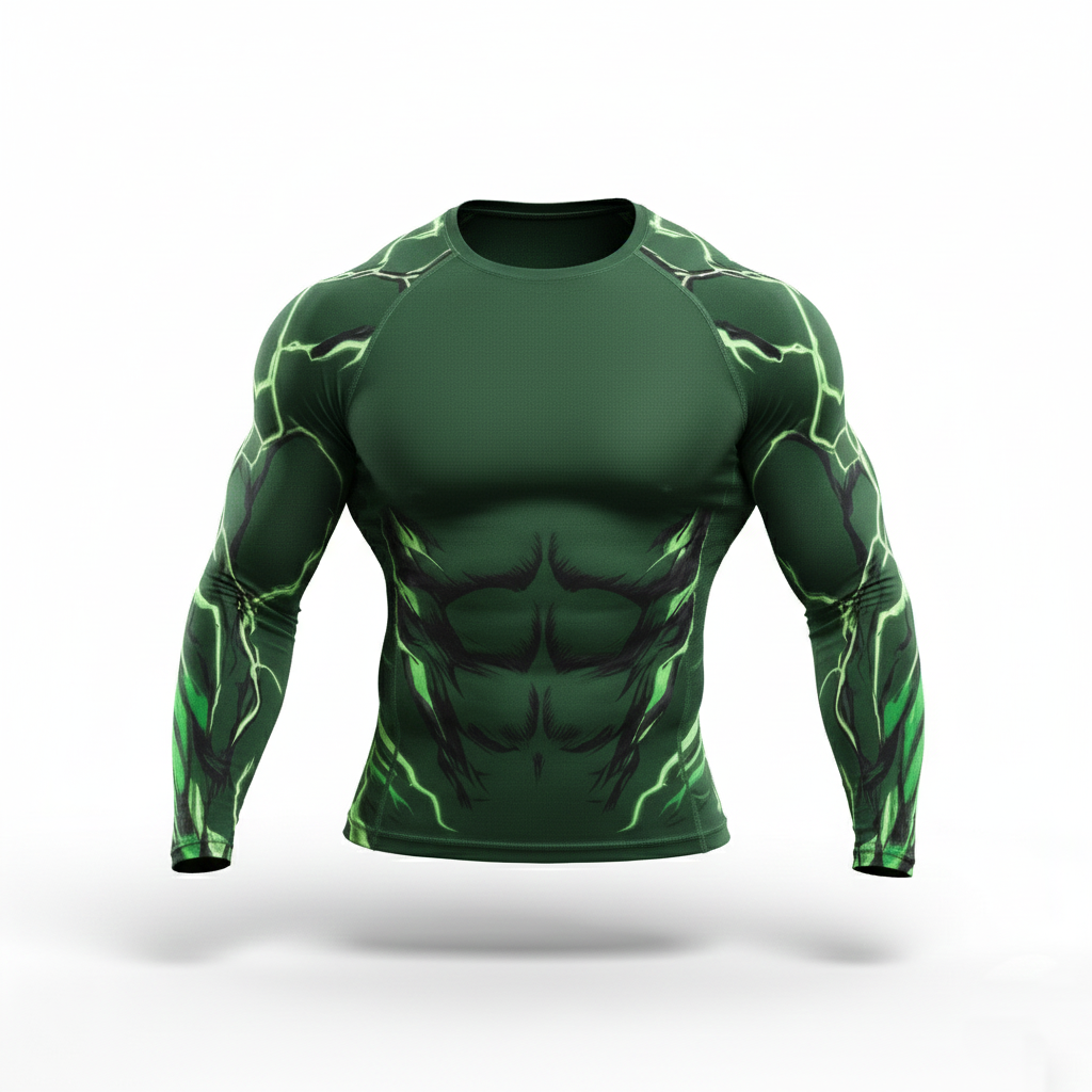 Raging Thunder Full-Sleeve Rash Guard (Hulk Green)