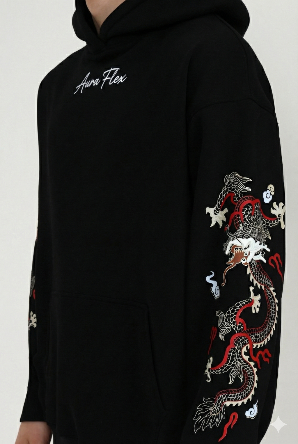Men's Black Dragon Print Tracksuit - Hoodie & Jogger Combo Set