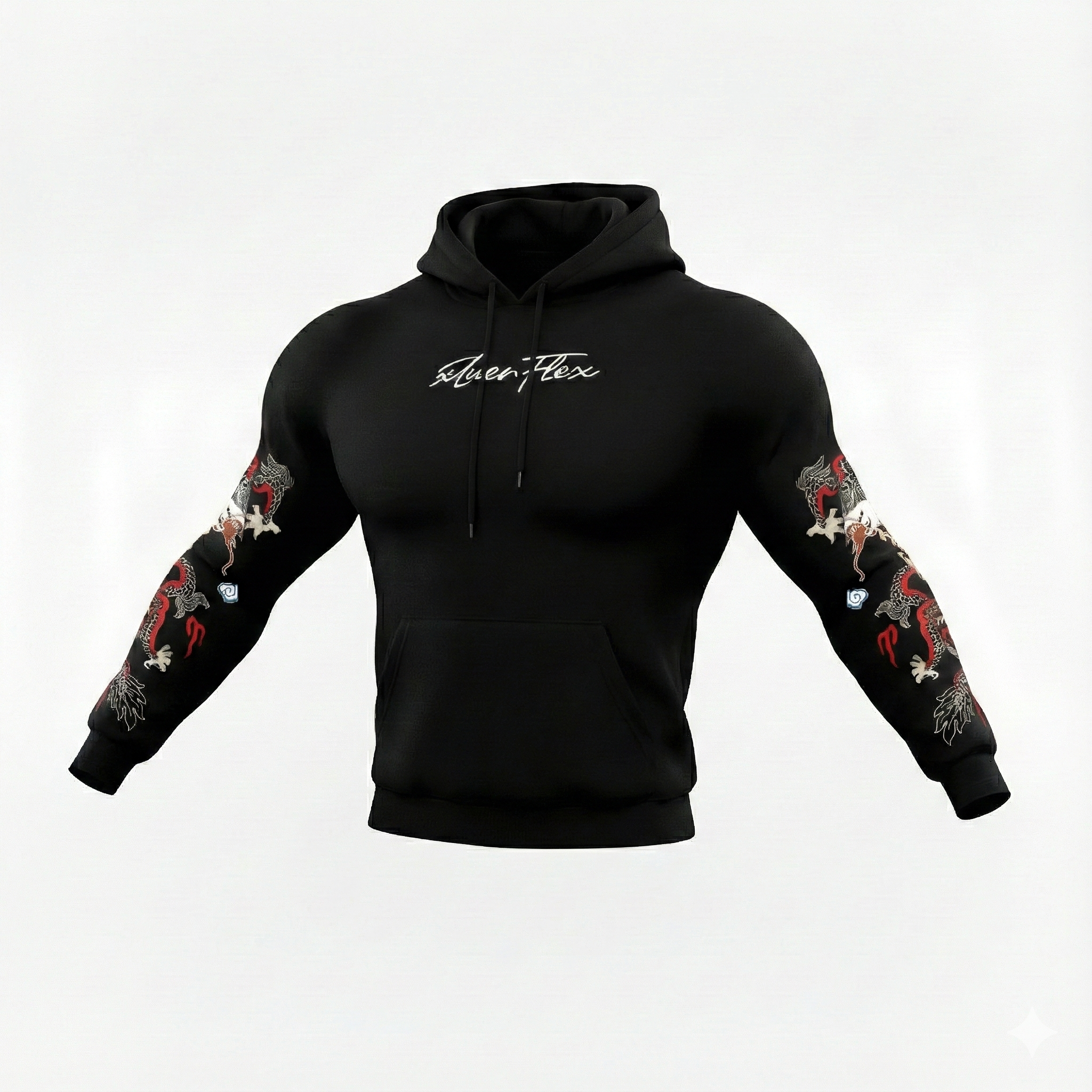 Men's Black Dragon Print Tracksuit - Hoodie & Jogger Combo Set