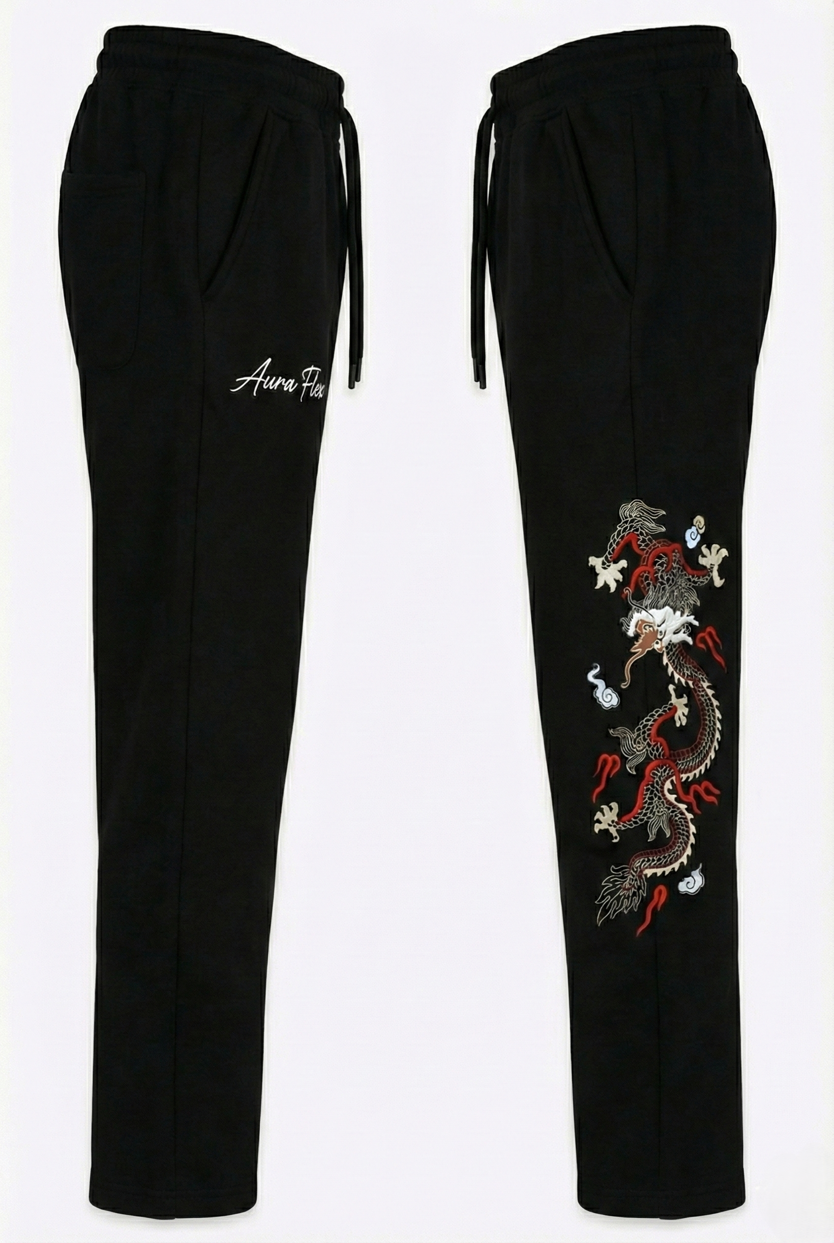 Men's Black Dragon Print Tracksuit - Hoodie & Jogger Combo Set