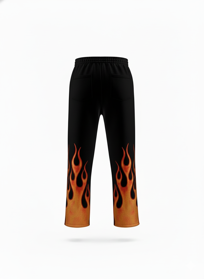 Men's Straight-Fit Joggers with Flame Design