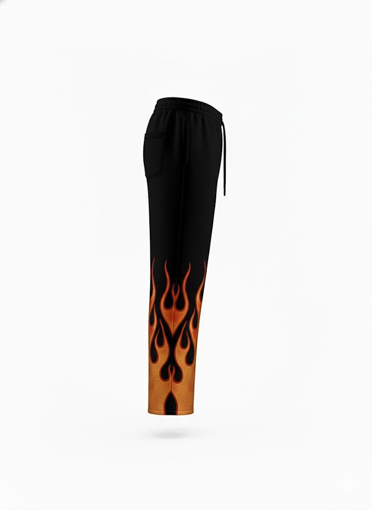 Men's Straight-Fit Joggers with Flame Design